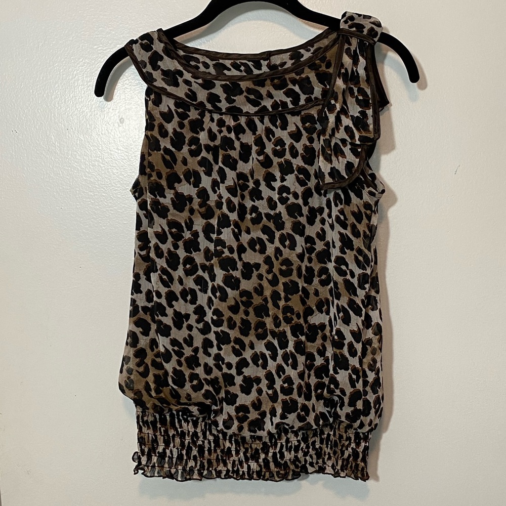 B-Wear Byer California Animal Print Sleeveless Blouse Size L Q-48